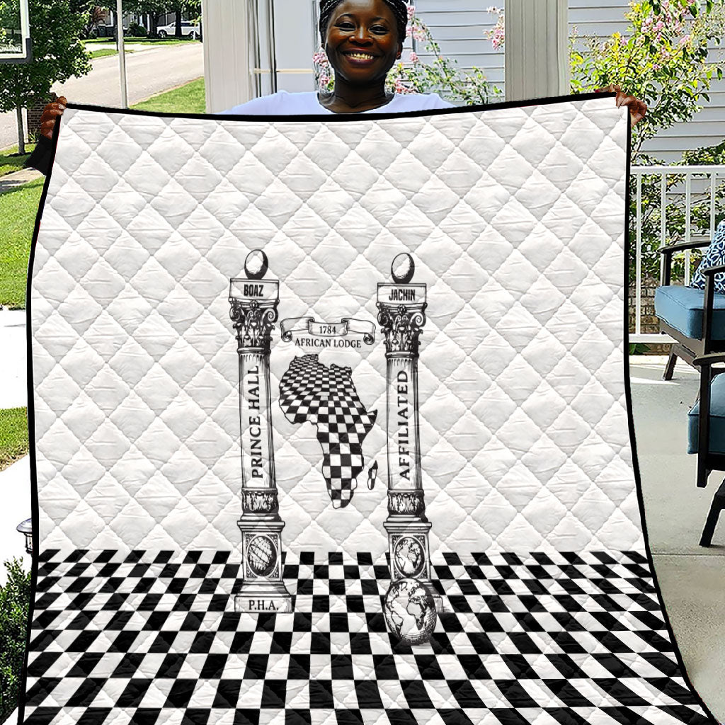 Prince Hall Affiliated Freemasonry Quilt Classic Masonic Pillars Boaz Jachin Checkerboard Africa Map