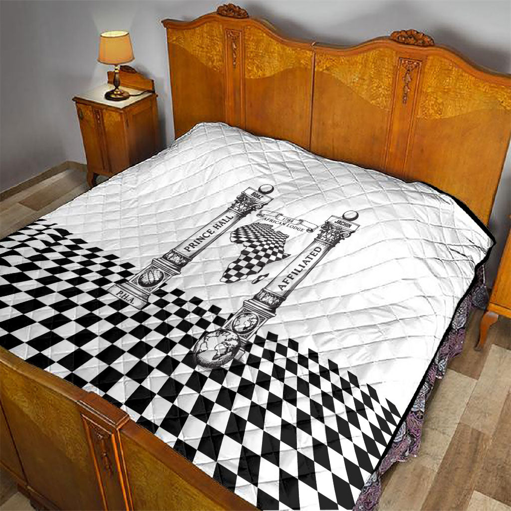 Prince Hall Affiliated Freemasonry Quilt Classic Masonic Pillars Boaz Jachin Checkerboard Africa Map