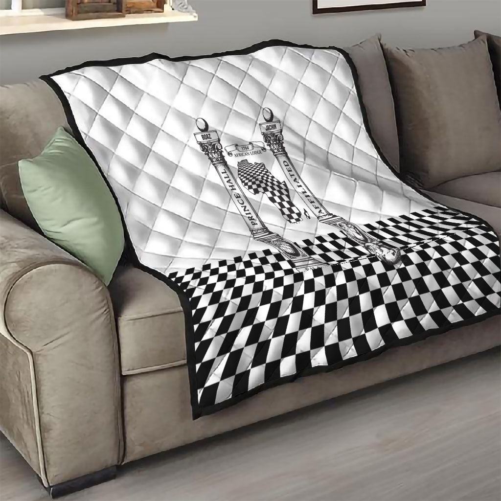 Prince Hall Affiliated Freemasonry Quilt Classic Masonic Pillars Boaz Jachin Checkerboard Africa Map