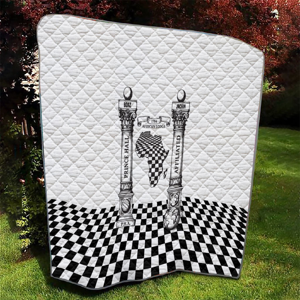 Prince Hall Affiliated Freemasonry Quilt Classic Masonic Pillars Boaz Jachin Checkerboard Africa Map