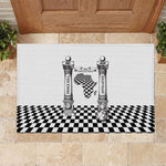 Prince Hall Affiliated Freemasonry Rubber Doormat Classic Masonic Pillars Boaz Jachin Checkerboard Africa Map