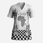 Prince Hall Affiliated Freemasonry Scrub Top Classic Masonic Pillars Boaz Jachin Checkerboard Africa Map