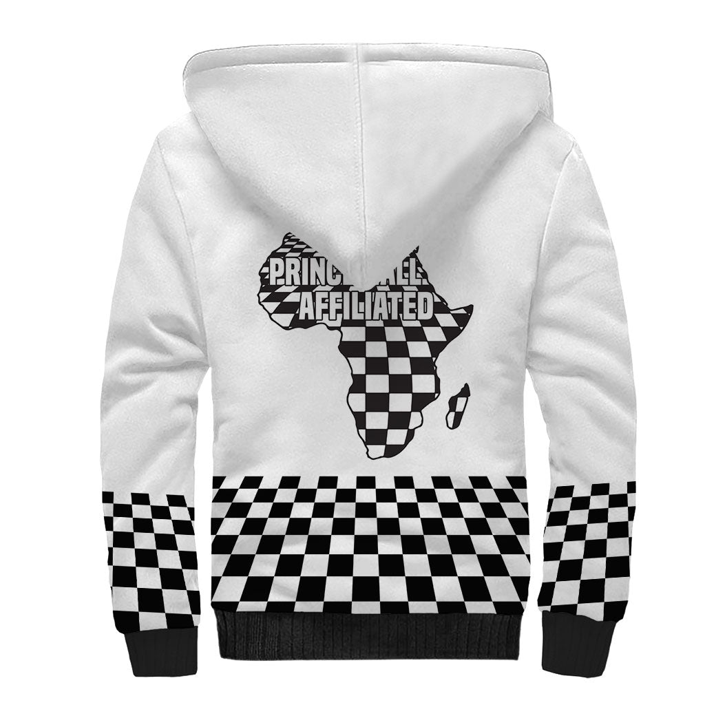 Prince Hall Affiliated Freemasonry Sherpa Hoodie Classic Masonic Pillars Boaz Jachin Checkerboard Africa Map
