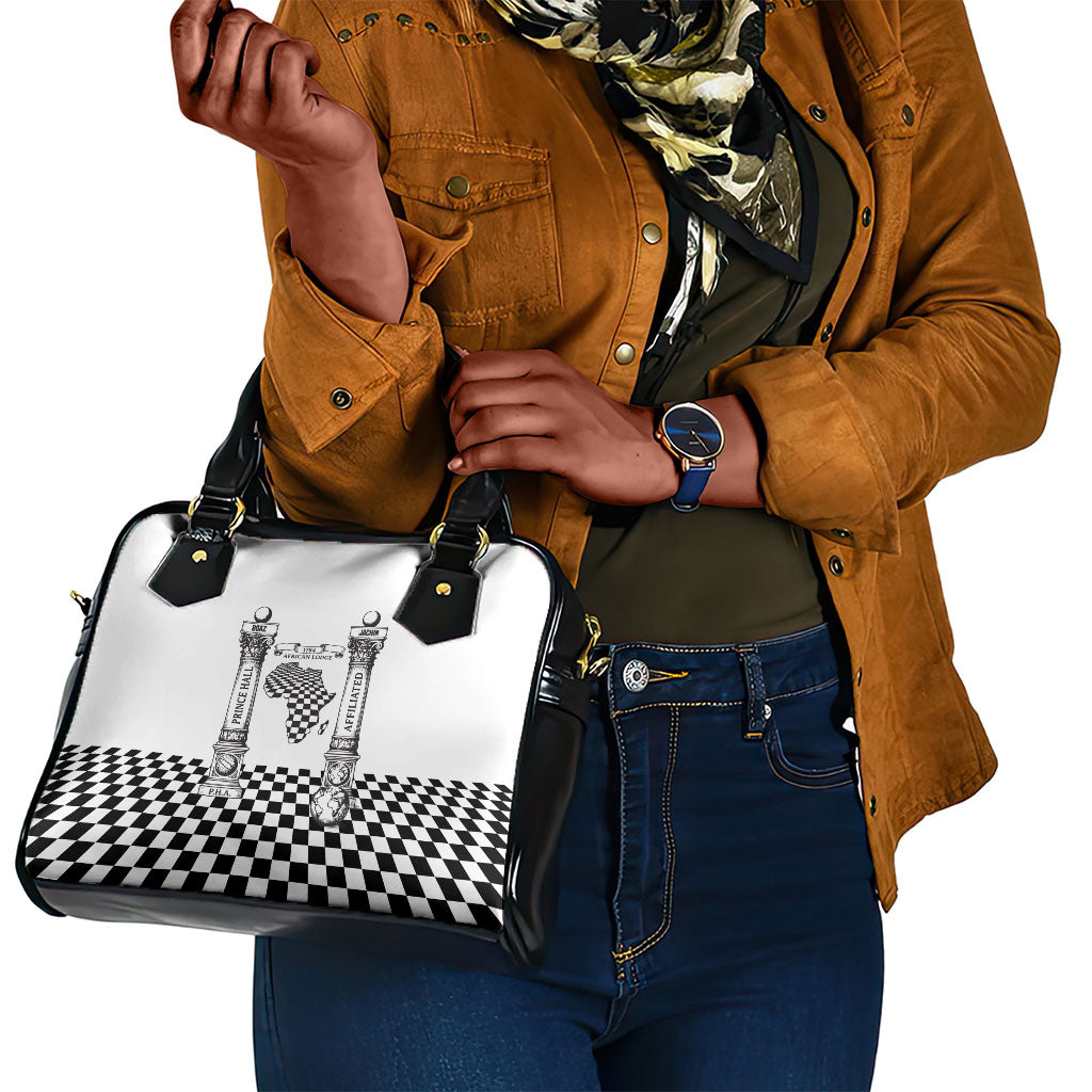 Prince Hall Affiliated Freemasonry Shoulder Handbag Classic Masonic Pillars Boaz Jachin Checkerboard Africa Map