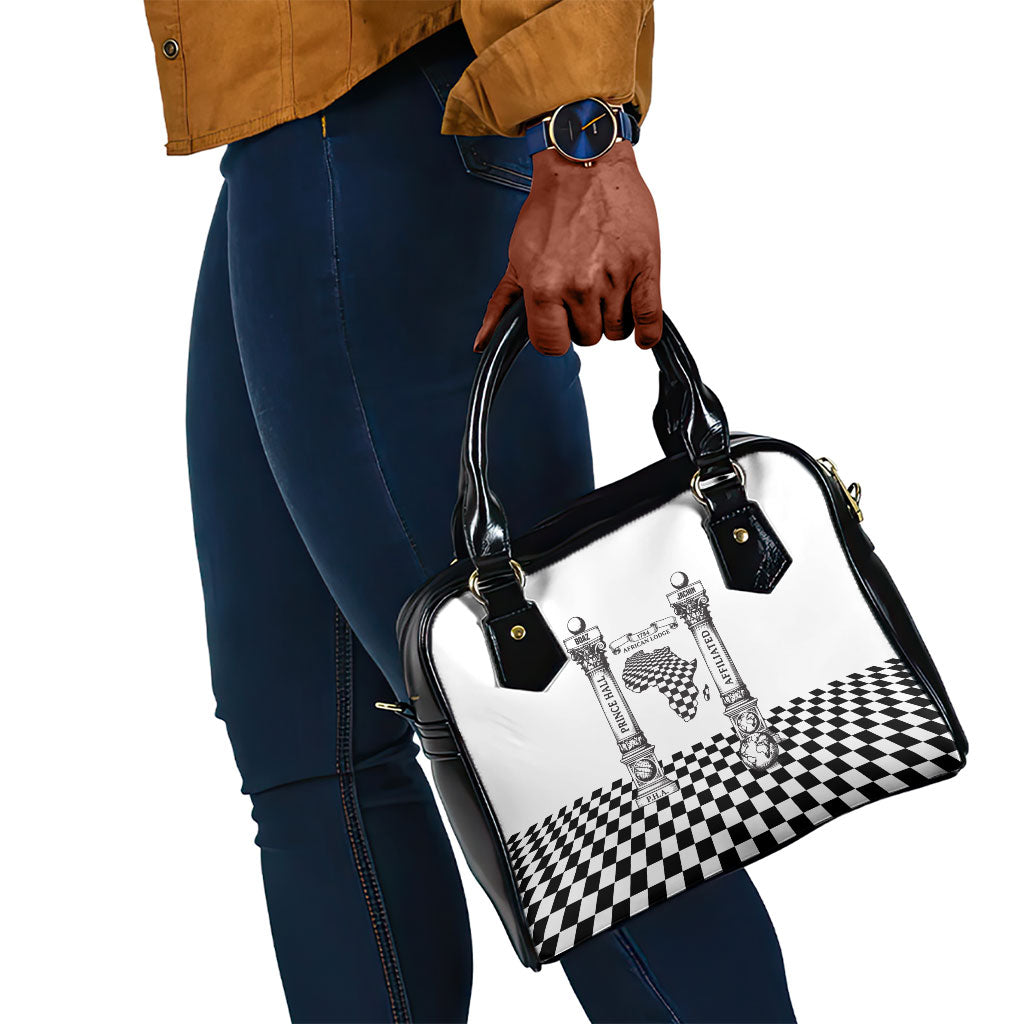 Prince Hall Affiliated Freemasonry Shoulder Handbag Classic Masonic Pillars Boaz Jachin Checkerboard Africa Map