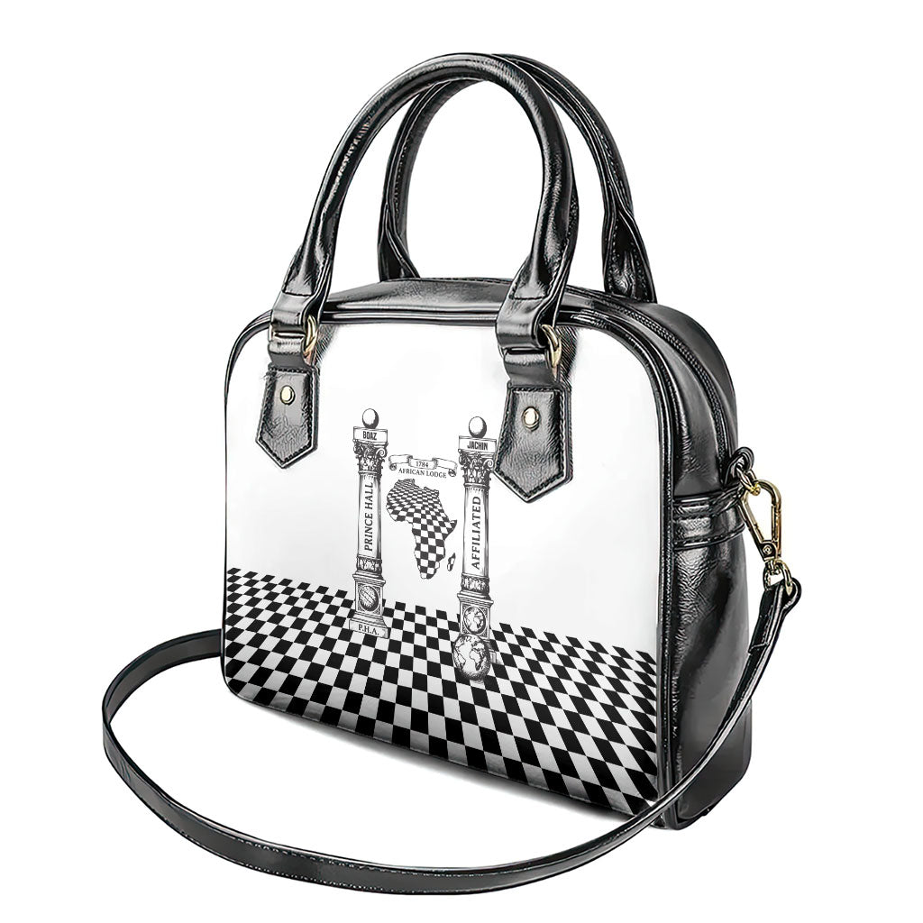 Prince Hall Affiliated Freemasonry Shoulder Handbag Classic Masonic Pillars Boaz Jachin Checkerboard Africa Map