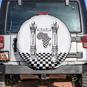 Prince Hall Affiliated Freemasonry Spare Tire Cover Classic Masonic Pillars Boaz Jachin Checkerboard Africa Map