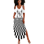 Prince Hall Affiliated Freemasonry Summer Maxi Dress Classic Masonic Pillars Boaz Jachin Checkerboard Africa Map