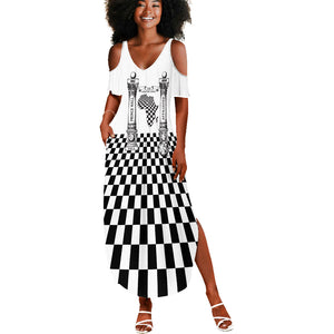 Prince Hall Affiliated Freemasonry Summer Maxi Dress Classic Masonic Pillars Boaz Jachin Checkerboard Africa Map