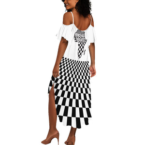Prince Hall Affiliated Freemasonry Summer Maxi Dress Classic Masonic Pillars Boaz Jachin Checkerboard Africa Map
