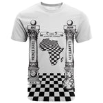 Prince Hall Affiliated Freemasonry T shirt Classic Masonic Pillars Boaz Jachin Checkerboard Africa Map