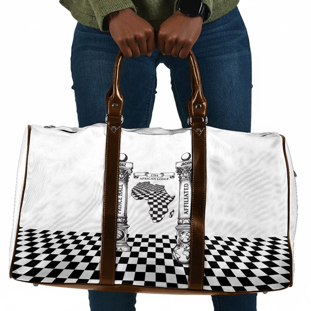 Prince Hall Affiliated Freemasonry Travel Bag Classic Masonic Pillars Boaz Jachin Checkerboard Africa Map
