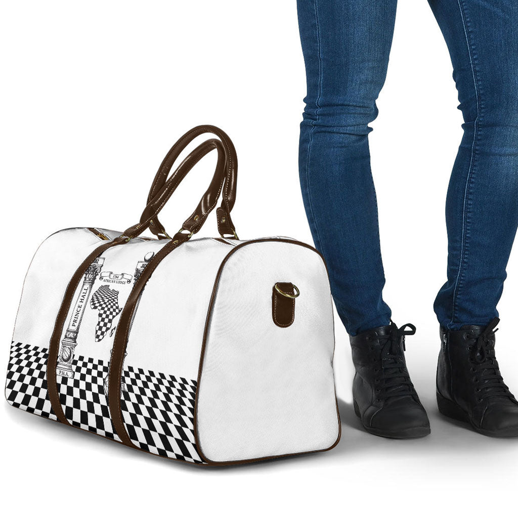 Prince Hall Affiliated Freemasonry Travel Bag Classic Masonic Pillars Boaz Jachin Checkerboard Africa Map