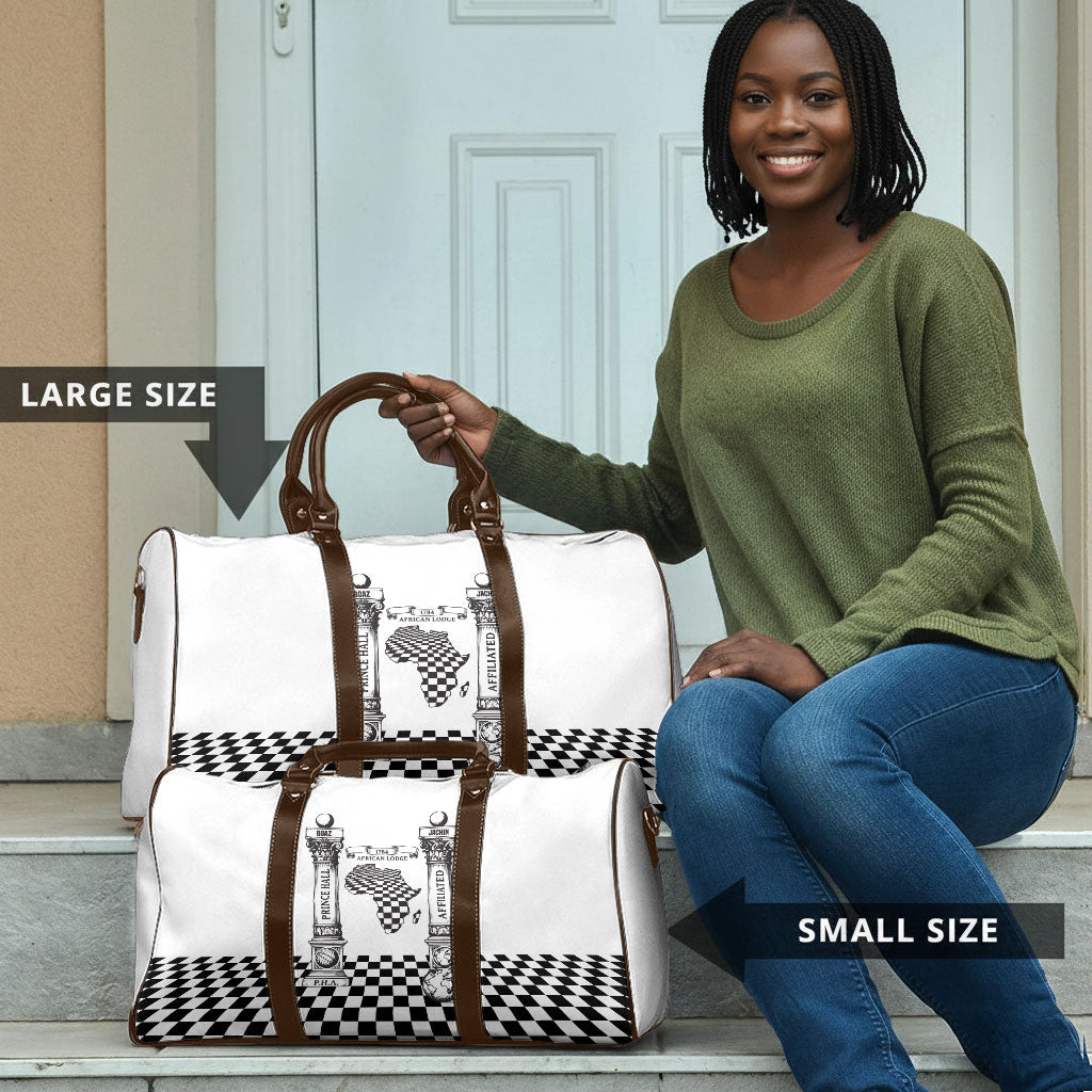 Prince Hall Affiliated Freemasonry Travel Bag Classic Masonic Pillars Boaz Jachin Checkerboard Africa Map