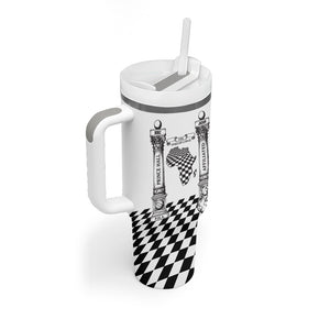 Prince Hall Affiliated Freemasonry Tumbler With Handle Classic Masonic Pillars Boaz Jachin Checkerboard Africa Map