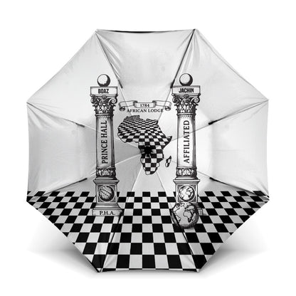 Prince Hall Affiliated Freemasonry Umbrella Classic Masonic Pillars Boaz Jachin Checkerboard Africa Map