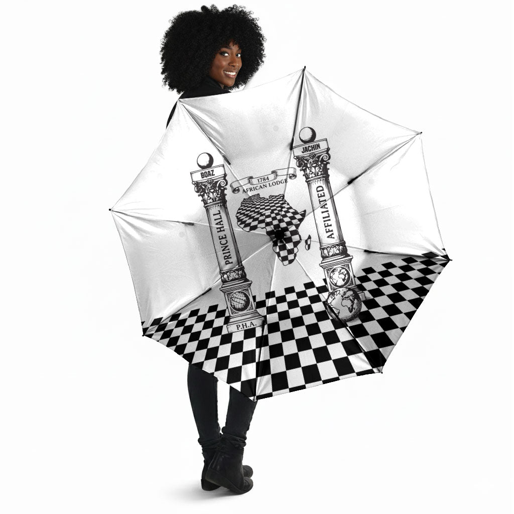 Prince Hall Affiliated Freemasonry Umbrella Classic Masonic Pillars Boaz Jachin Checkerboard Africa Map