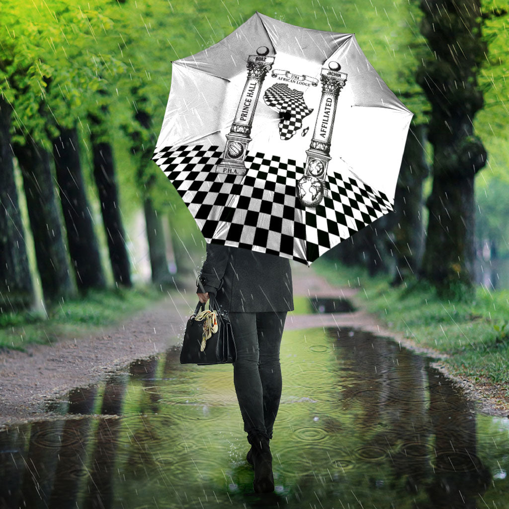 Prince Hall Affiliated Freemasonry Umbrella Classic Masonic Pillars Boaz Jachin Checkerboard Africa Map