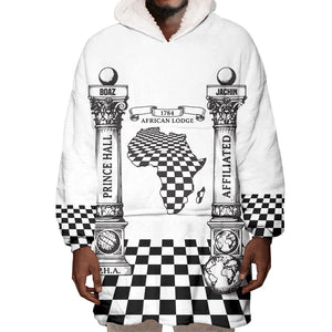 Prince Hall Affiliated Freemasonry Wearable Blanket Hoodie Classic Masonic Pillars Boaz Jachin Checkerboard Africa Map