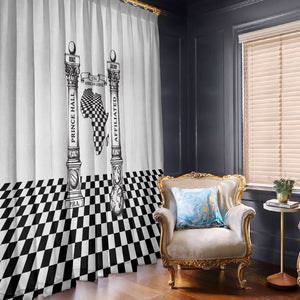 Prince Hall Affiliated Freemasonry Window Curtain Classic Masonic Pillars Boaz Jachin Checkerboard Africa Map