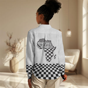 Prince Hall Affiliated Freemasonry Women Casual Shirt Classic Masonic Pillars Boaz Jachin Checkerboard Africa Map