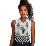 Prince Hall Affiliated Freemasonry Women Sleeveless Polo Shirt Classic Masonic Pillars Boaz Jachin Checkerboard Africa Map