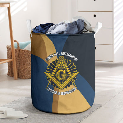 Prince Hall Freemasonry Laundry Basket Square and Compasses Gold Blue Geometric