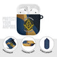 Prince Hall Freemasonry AirPods Case Square and Compasses Gold Blue Geometric