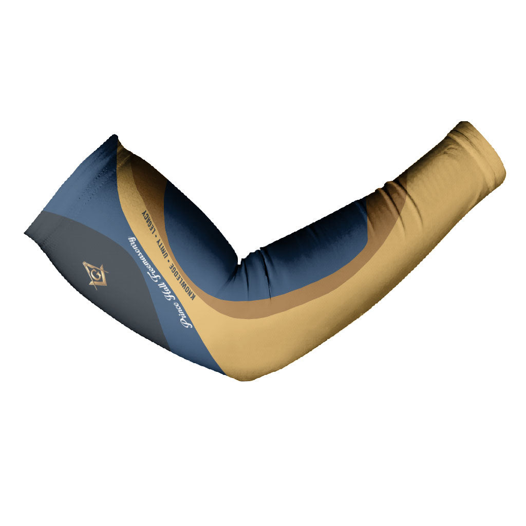 Prince Hall Freemasonry Arm Sleeves Square and Compasses Gold Blue Geometric