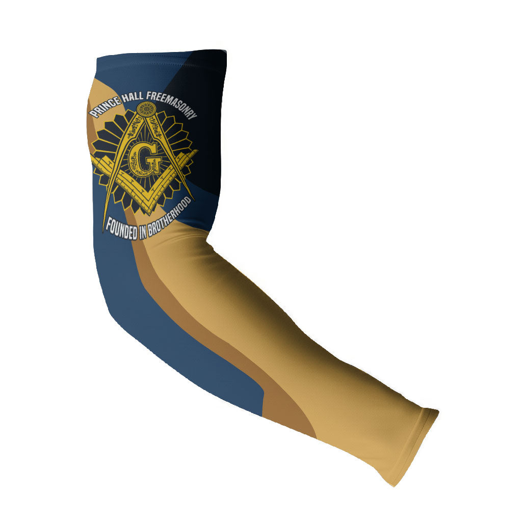 Prince Hall Freemasonry Arm Sleeves Square and Compasses Gold Blue Geometric