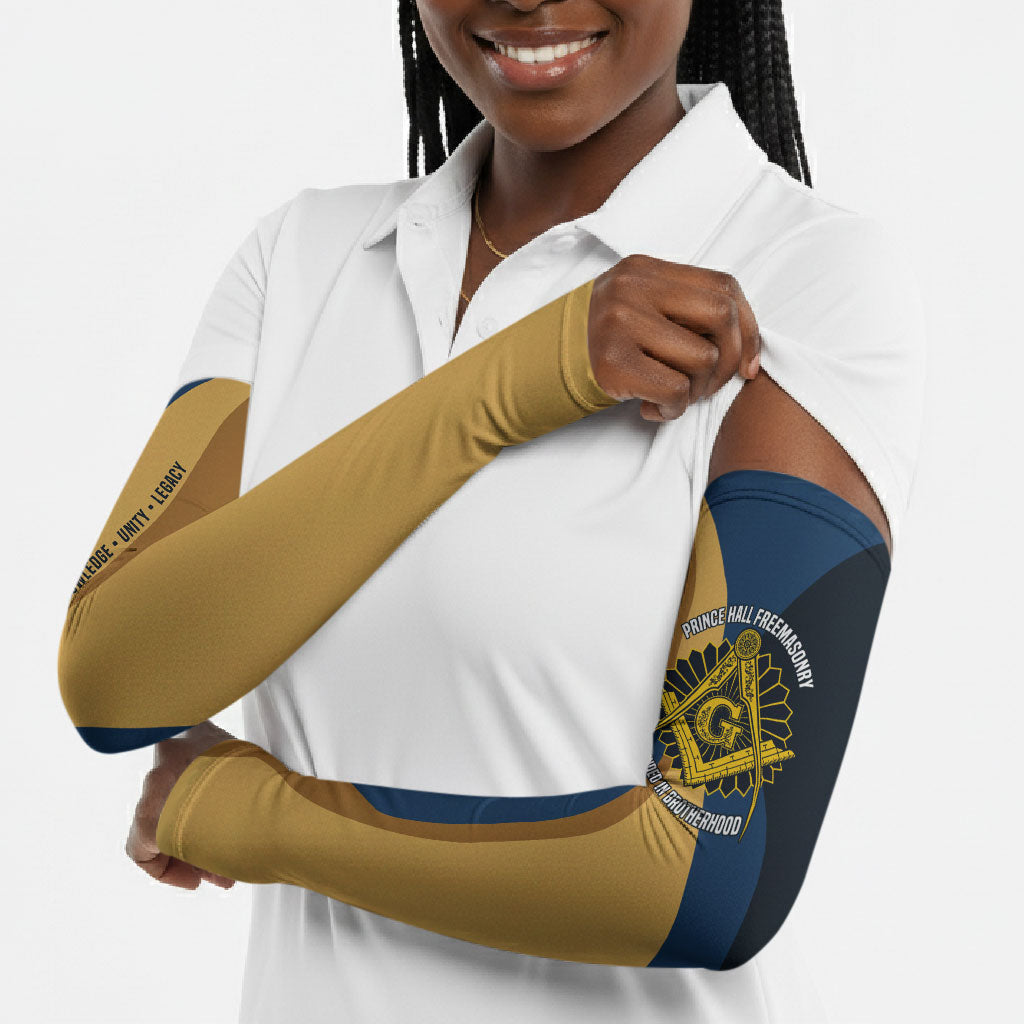 Prince Hall Freemasonry Arm Sleeves Square and Compasses Gold Blue Geometric