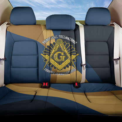 Prince Hall Freemasonry Back Car Seat Cover Square and Compasses Gold Blue Geometric