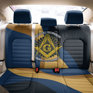Prince Hall Freemasonry Back Car Seat Cover Square and Compasses Gold Blue Geometric