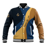 Prince Hall Freemasonry Baseball Jacket Square and Compasses Gold Blue Geometric