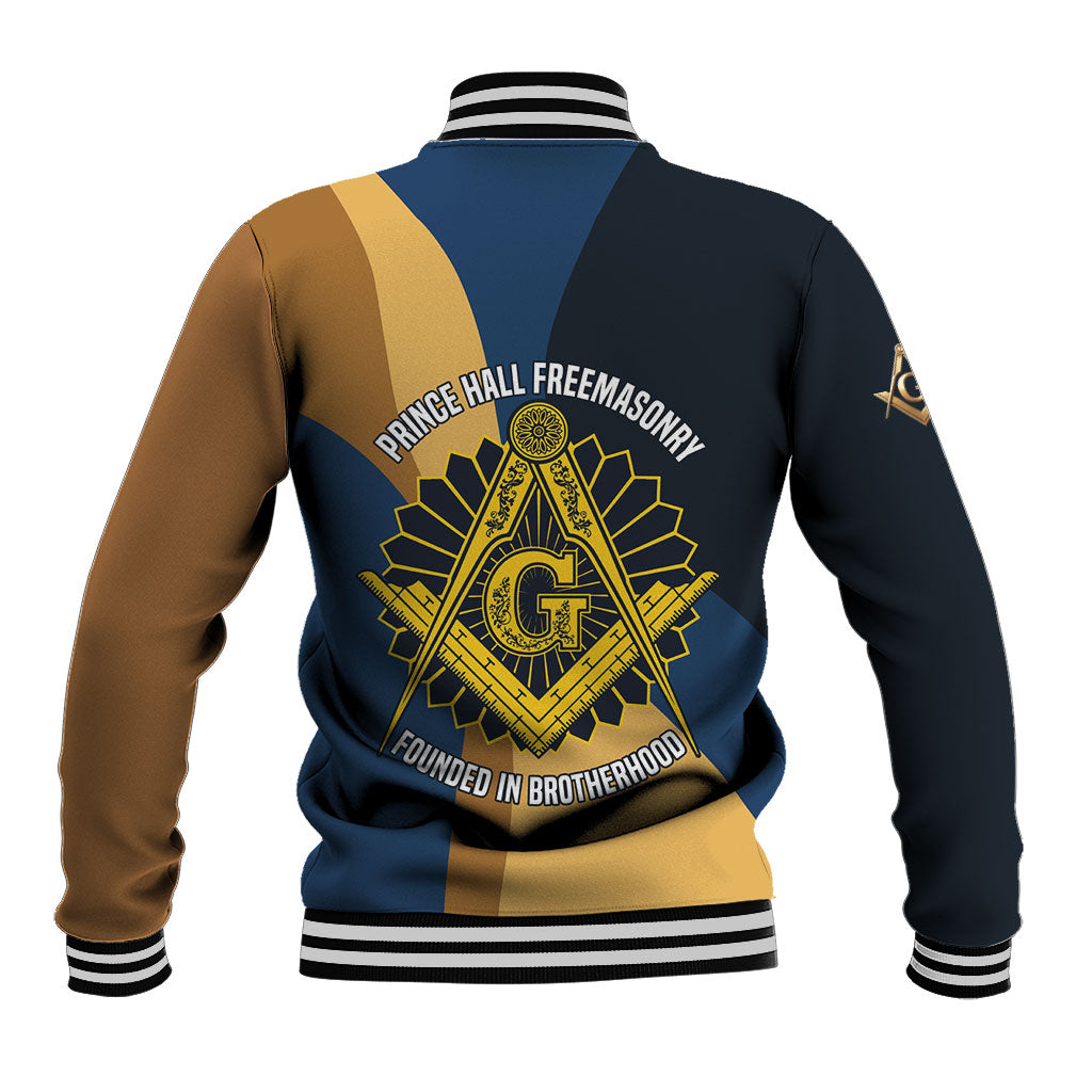 Prince Hall Freemasonry Baseball Jacket Square and Compasses Gold Blue Geometric