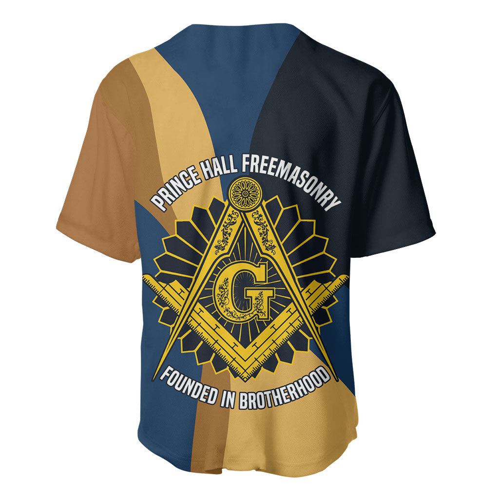 Prince Hall Freemasonry Baseball Jersey Square and Compasses Gold Blue Geometric
