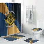 Prince Hall Freemasonry Bathroom Set Square and Compasses Gold Blue Geometric