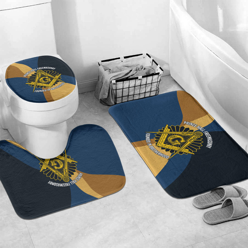 Prince Hall Freemasonry Bathroom Set Square and Compasses Gold Blue Geometric