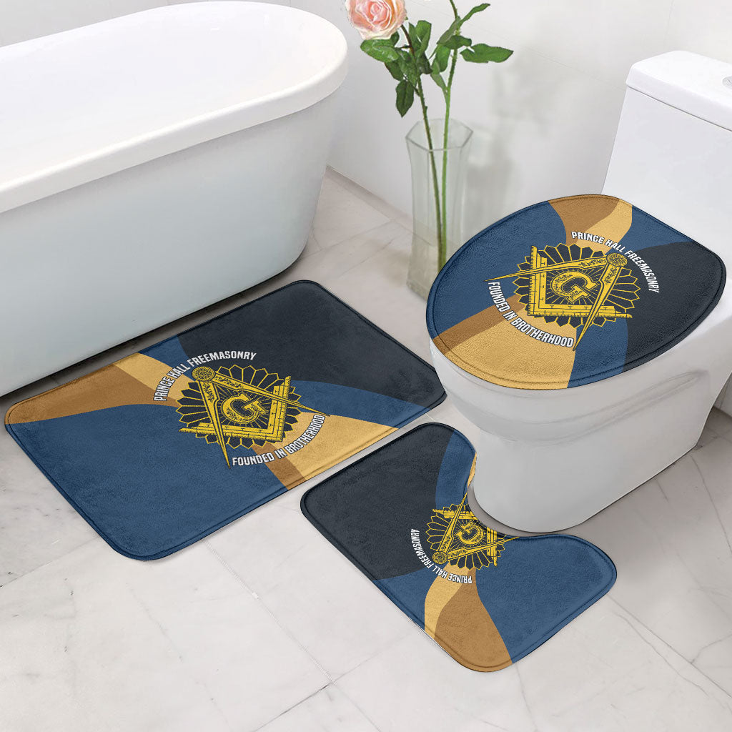 Prince Hall Freemasonry Bathroom Set Square and Compasses Gold Blue Geometric