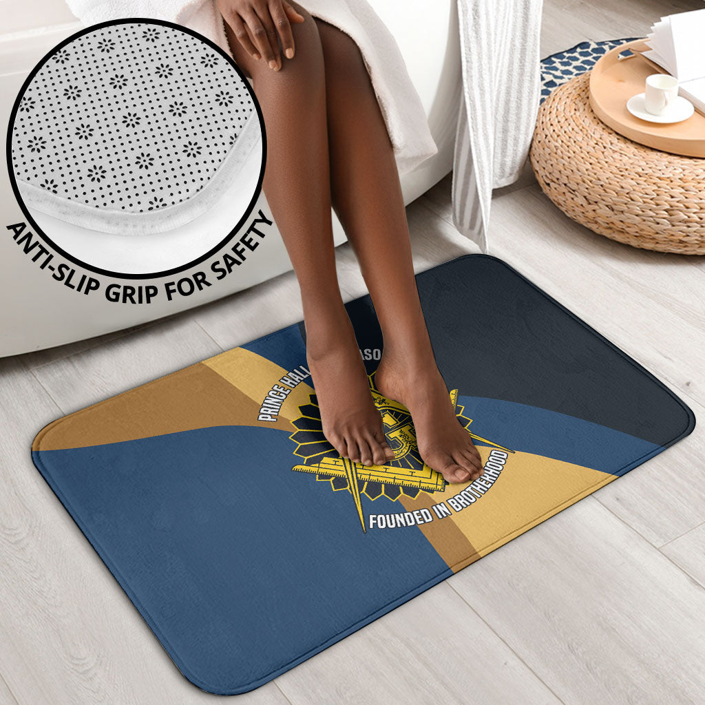 Prince Hall Freemasonry Bathroom Set Square and Compasses Gold Blue Geometric