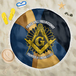 Prince Hall Freemasonry Beach Blanket Square and Compasses Gold Blue Geometric