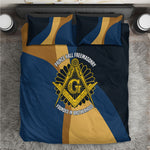 Prince Hall Freemasonry Bedding Set Square and Compasses Gold Blue Geometric