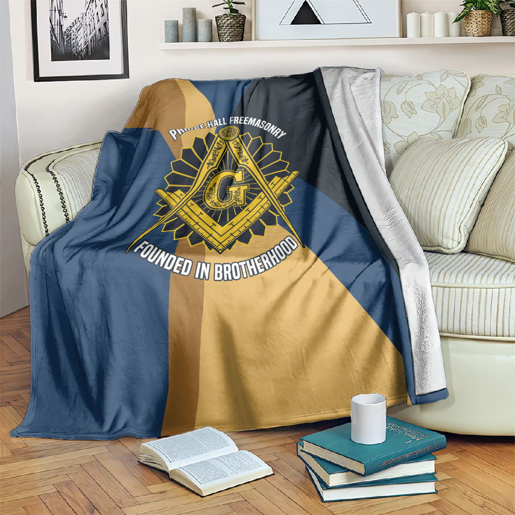 Prince Hall Freemasonry Blanket Square and Compasses Gold Blue Geometric