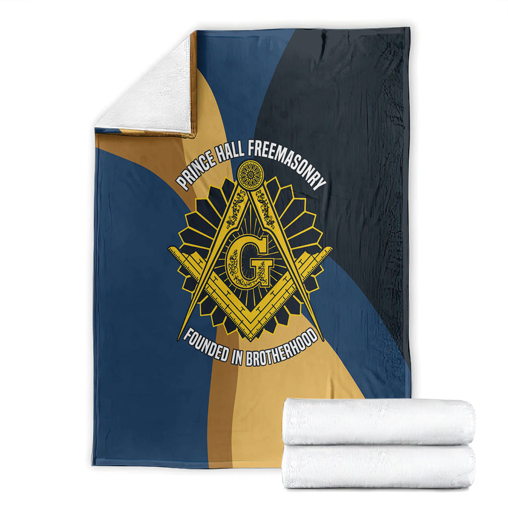 Prince Hall Freemasonry Blanket Square and Compasses Gold Blue Geometric
