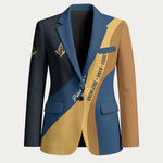 Prince Hall Freemasonry Blazer Square and Compasses Gold Blue Geometric