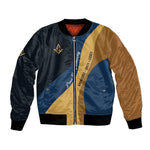 Prince Hall Freemasonry Bomber Jacket Square and Compasses Gold Blue Geometric