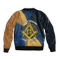 Prince Hall Freemasonry Bomber Jacket Square and Compasses Gold Blue Geometric