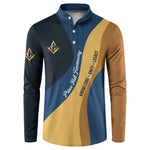 Prince Hall Freemasonry Button Sweatshirt Square and Compasses Gold Blue Geometric