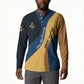 Prince Hall Freemasonry Button Sweatshirt Square and Compasses Gold Blue Geometric
