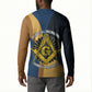 Prince Hall Freemasonry Button Sweatshirt Square and Compasses Gold Blue Geometric